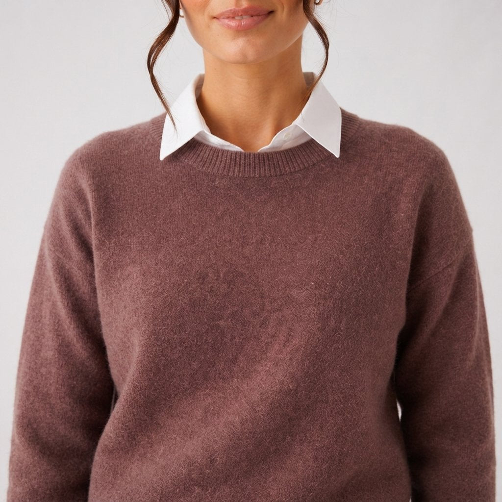 Damski sweter wełniany z okrągłym dekoltem, rozmiary S–3XL