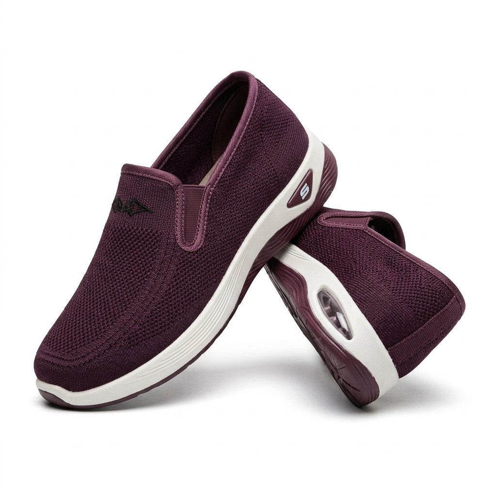 Damskie buty wsuwane z dzianiny, zaokrąglony nosek
