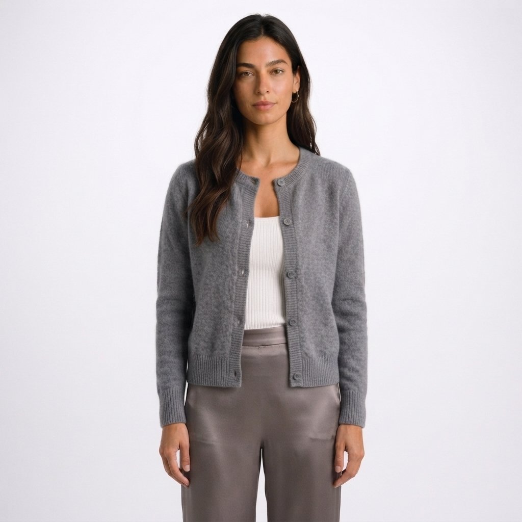 Kardigan damski z okrągłym dekoltem i guzikami