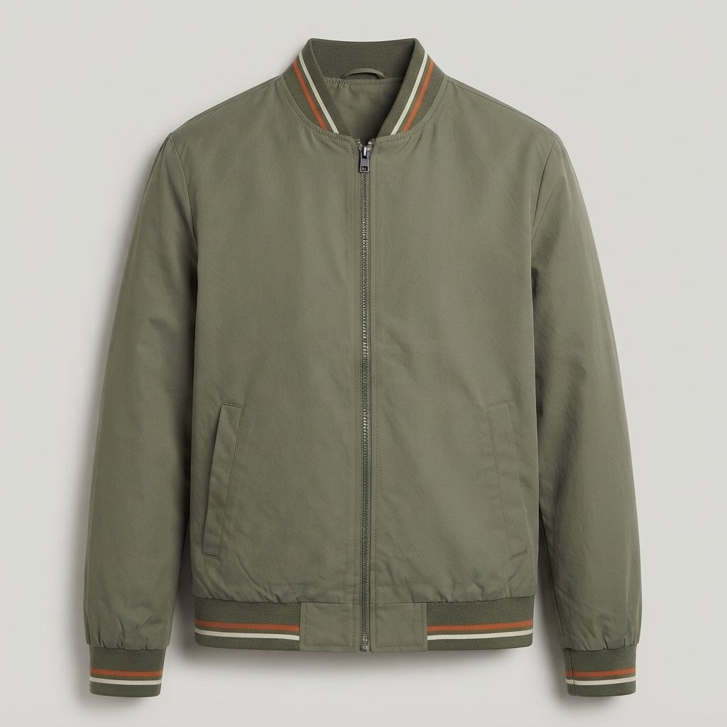 Kurtka bomber męska slim fit z prążkowanymi wykończeniami