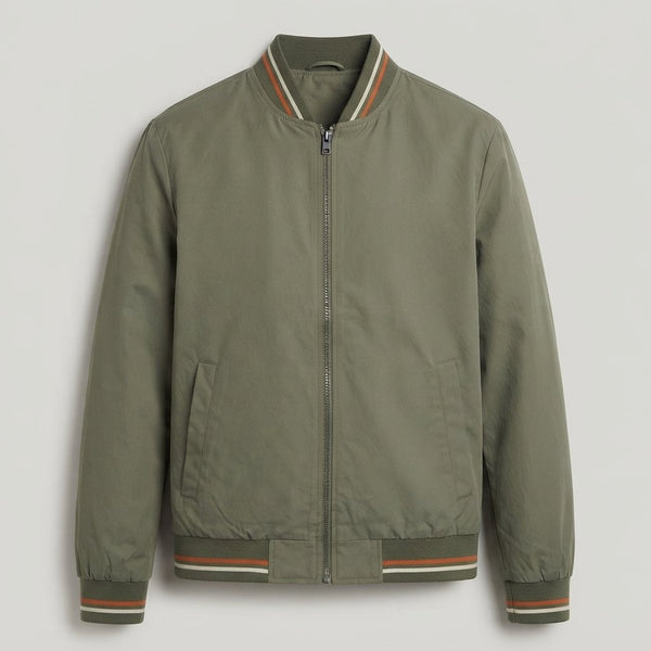 Kurtka bomber męska slim fit z prążkowanymi wykończeniami