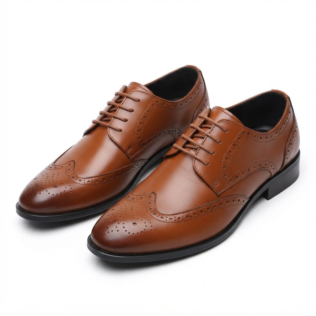 Męskie buty Oxford z brogowaniem, sznurowane