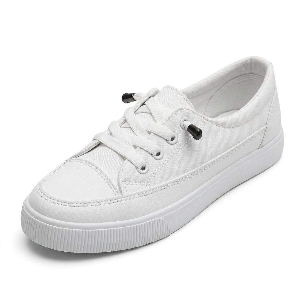 Sneakersy damskie low-top z wiązaniem, białe