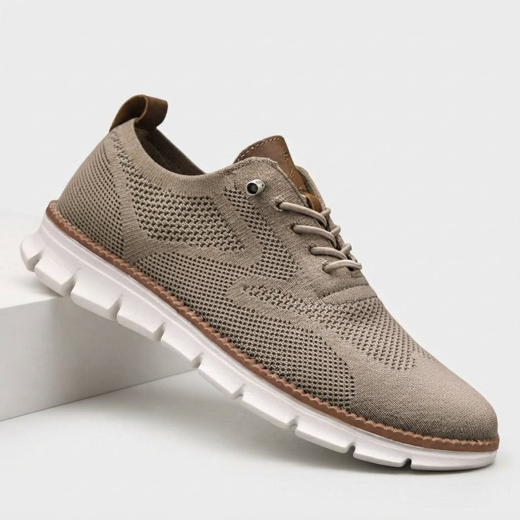 Sneakersy męskie z siatki i skóry, lekka podeszwa