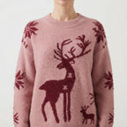 Sweter oversize z reniferem damski, świąteczny