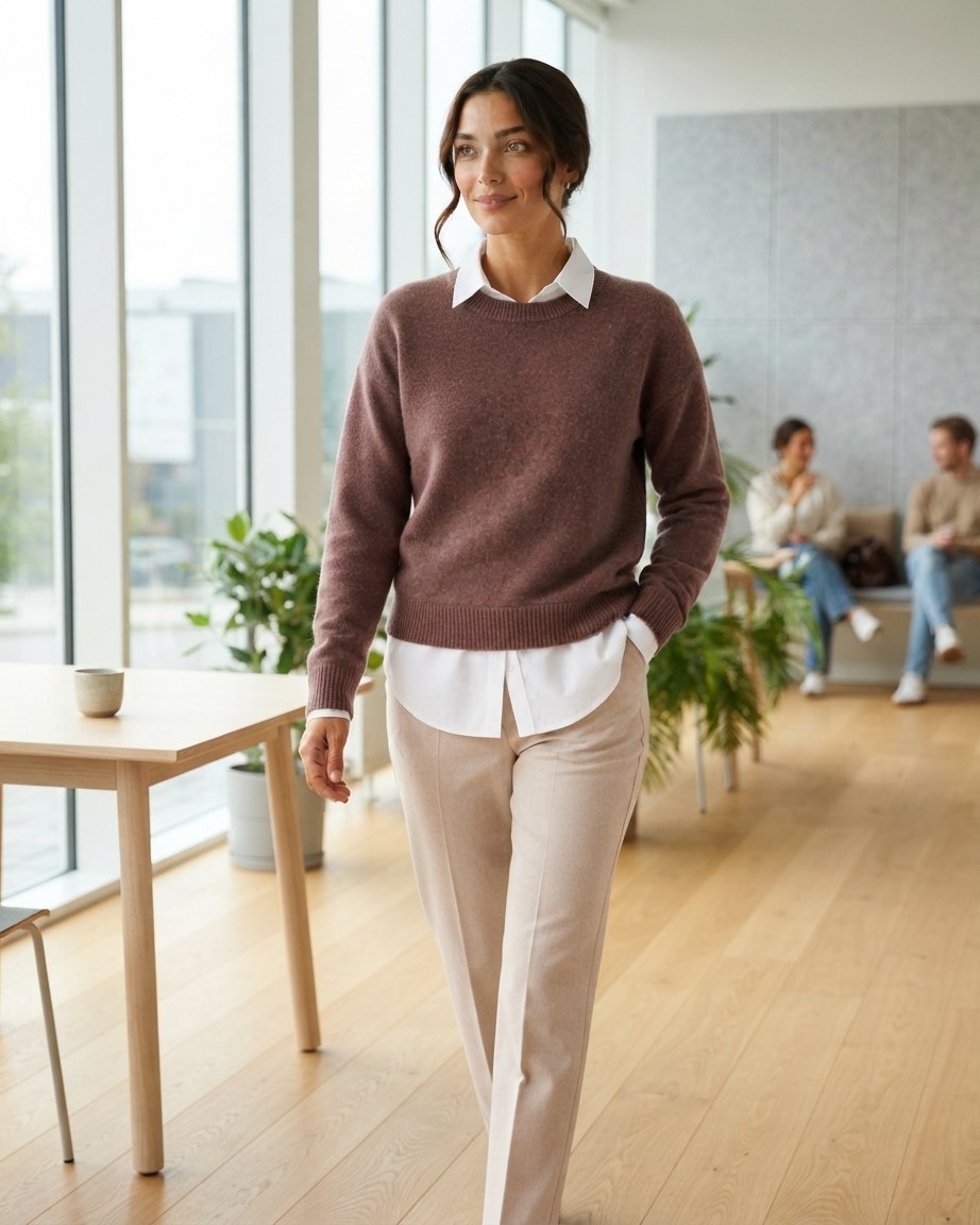 Damski sweter wełniany z okrągłym dekoltem, rozmiary S–3XL