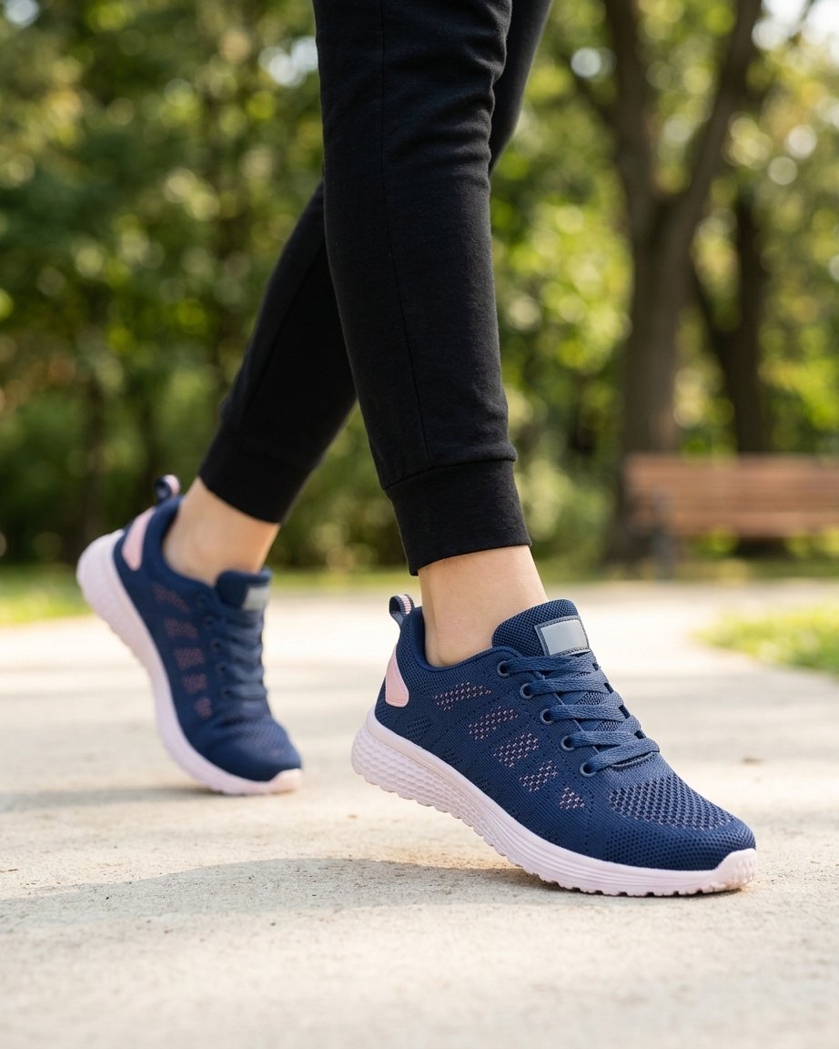 Damskie buty do biegania z siatką, niskie, sznurowane