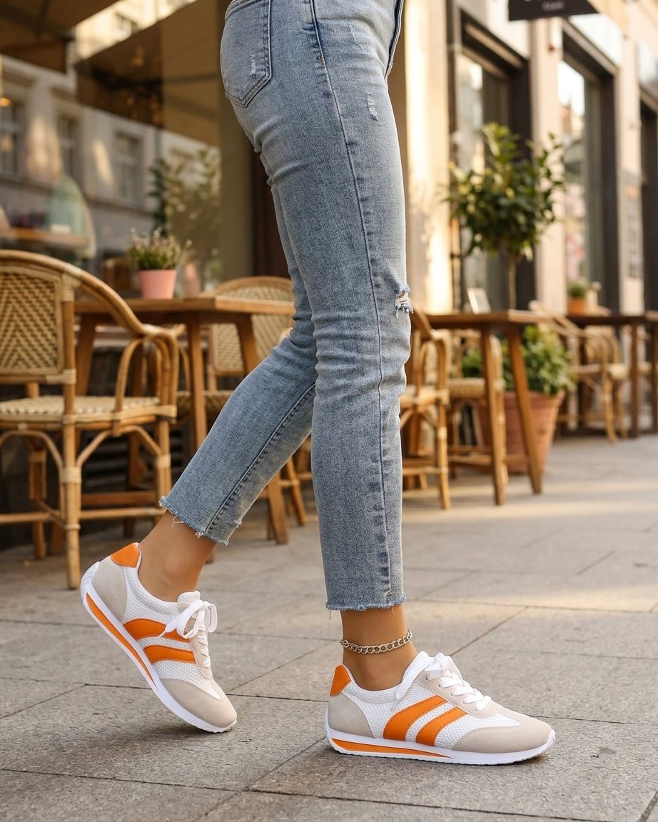 Damskie sneakersy na sznurówki z siateczką low-top