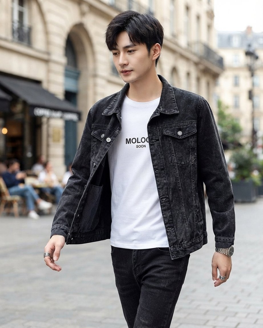 Kurtka jeansowa męska slim fit – denim bawełniany