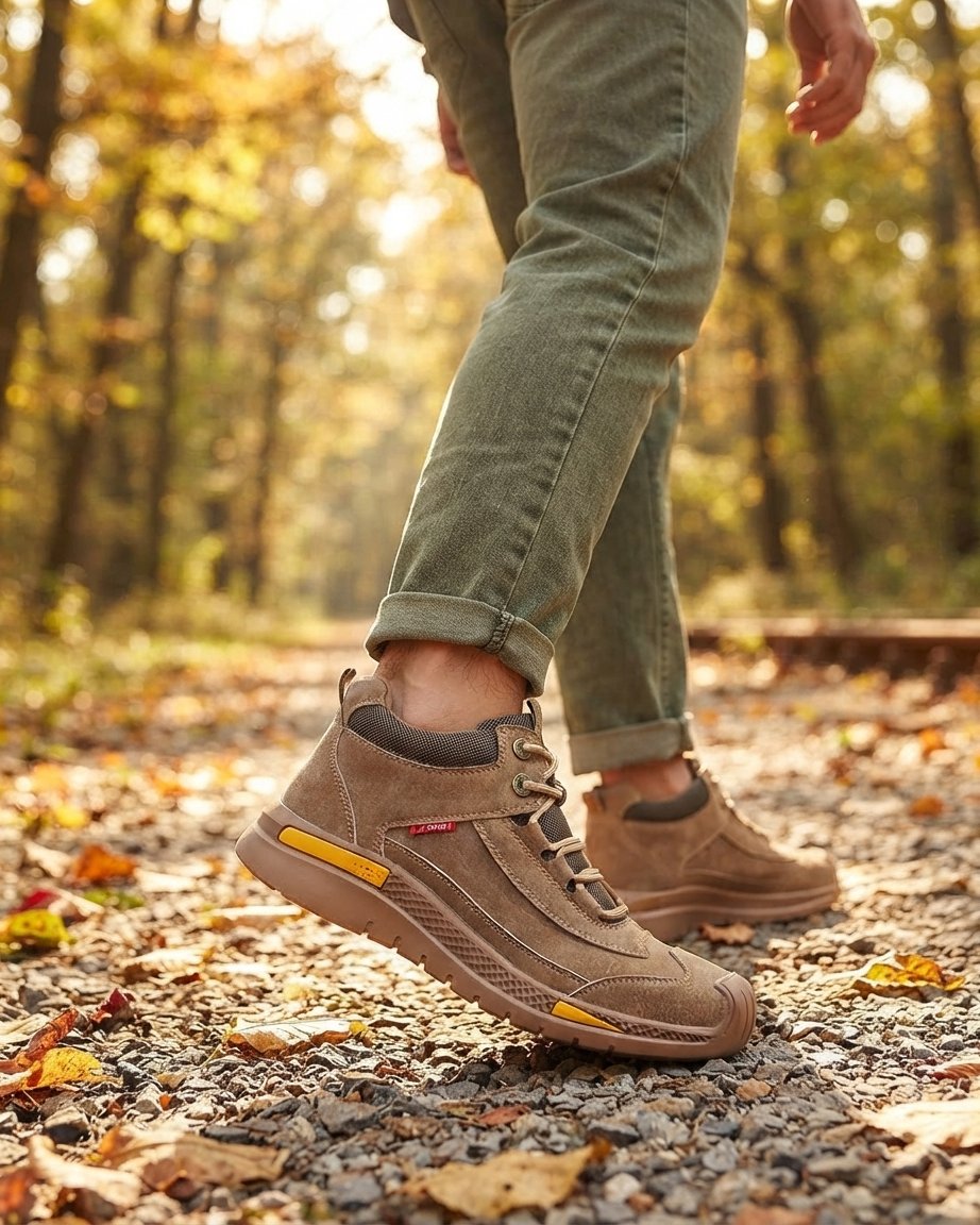 Męskie buty trekkingowe wodoodporne, zamszowe