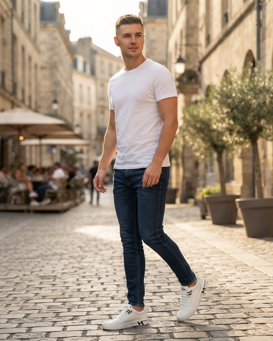 Sneakersy casual męskie ze skóry, perforowane – białe i beżowe