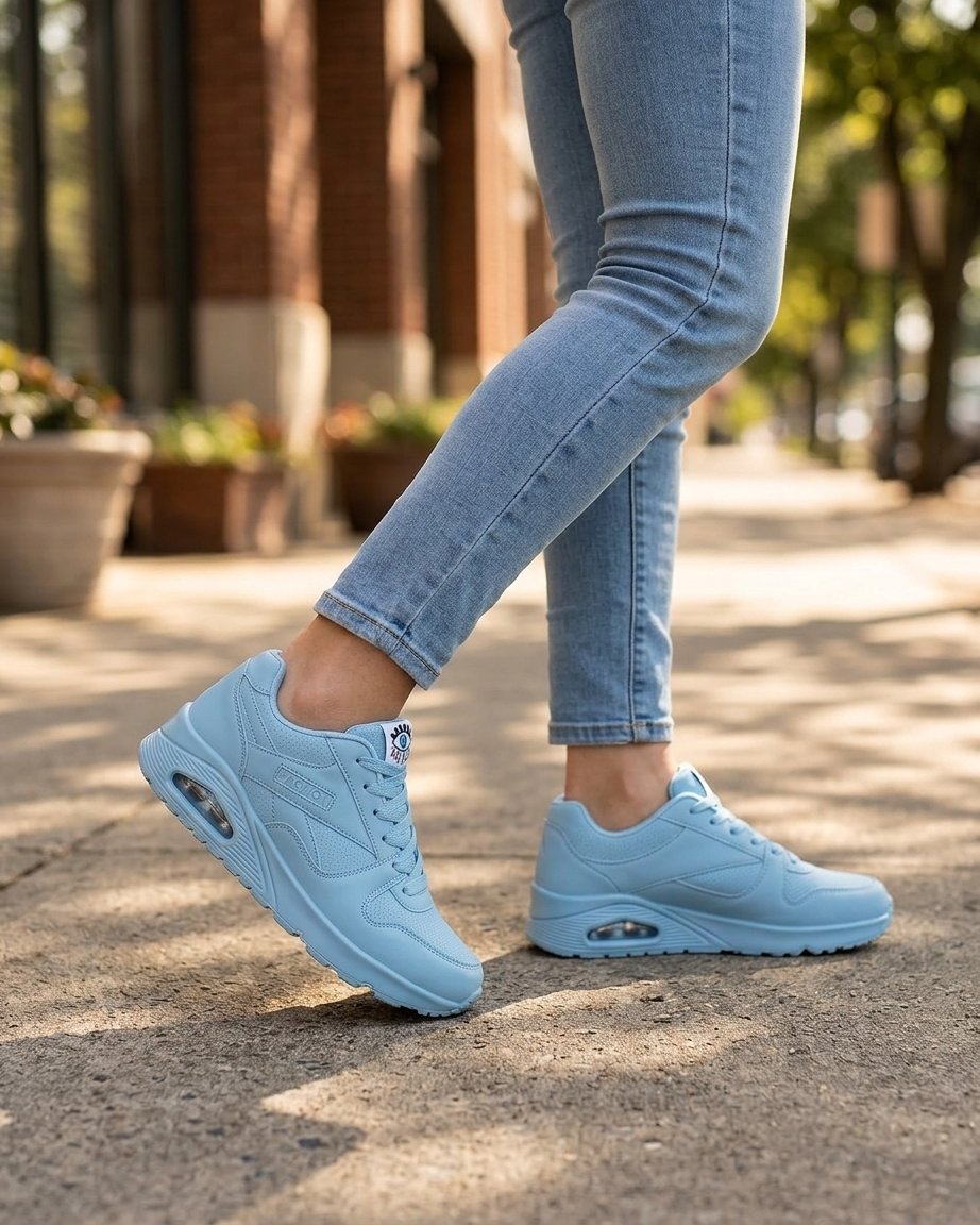 Sneakersy damskie na podwyższonej podeszwie z grafiką oka