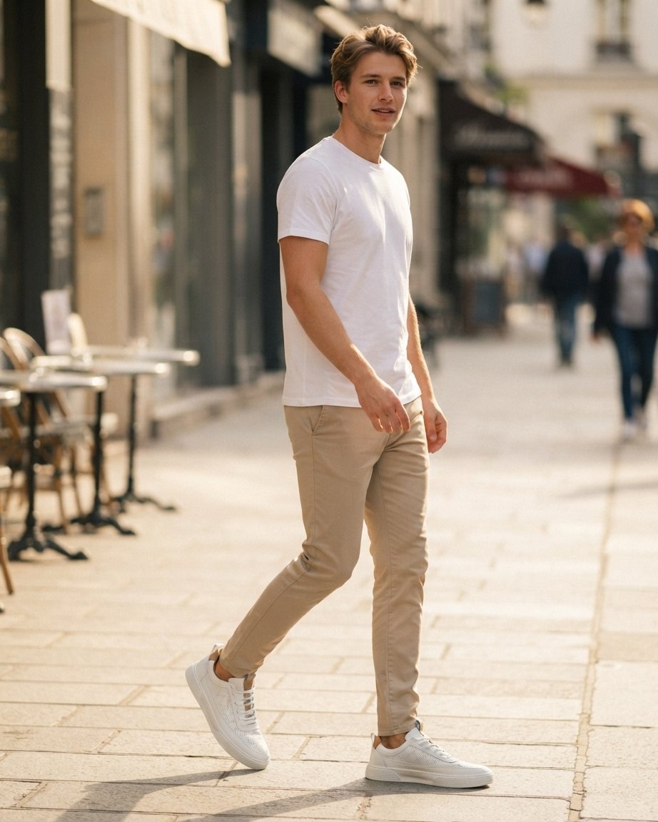 Sneakersy męskie białe z perforacją, lekka podeszwa