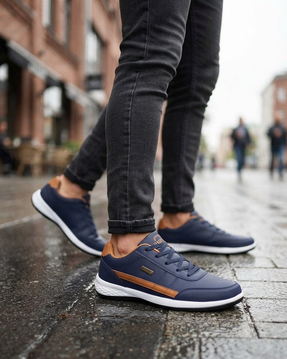 Sneakersy męskie z ortopedycznym wsparciem, wodoodporne