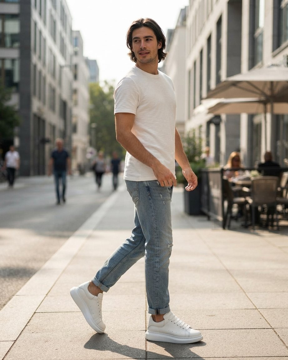 Sneakersy na platformie z grubą podeszwą – białe