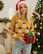 Sweter oversize z Mikołajem, świąteczna dzianina damska