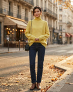 Sweter z golfem oversize w romby, wełna