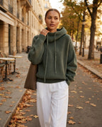 Sweter z kapturem damski, oversized, dzianinowy