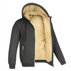 Bluza z kapturem męska z podszewką sherpa, zapinana — Ciemnoszary