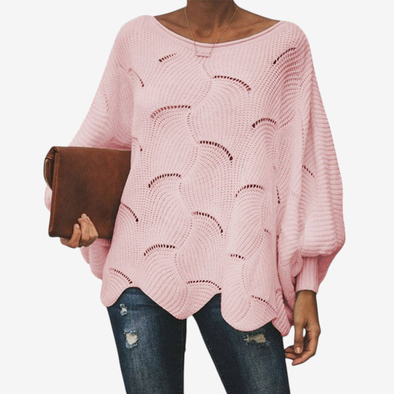 Elena – Damski Oversized Sweter Casual z Modnymi Wycięciami