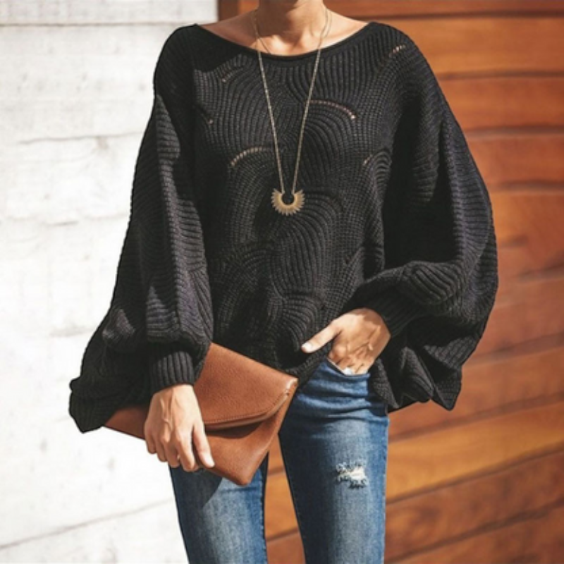 Elena – Damski Oversized Sweter Casual z Modnymi Wycięciami