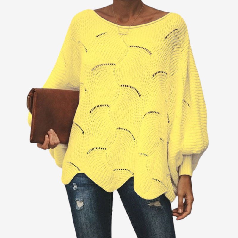 Elena – Damski Oversized Sweter Casual z Modnymi Wycięciami