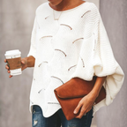 Elena – Damski Oversized Sweter Casual z Modnymi Wycięciami