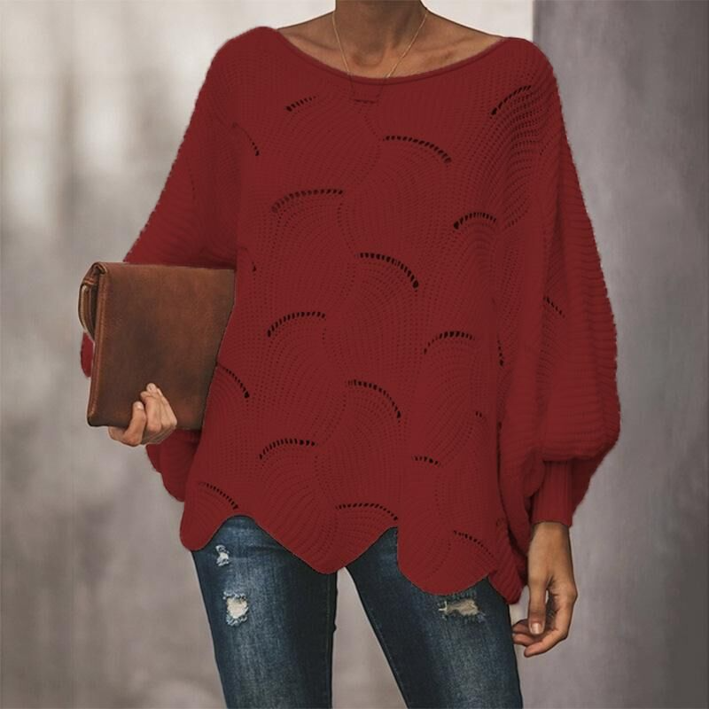 Elena – Damski Oversized Sweter Casual z Modnymi Wycięciami