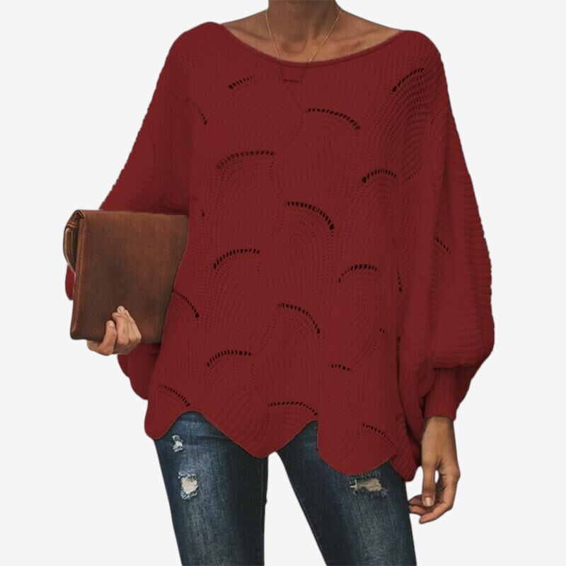 Elena – Damski Oversized Sweter Casual z Modnymi Wycięciami