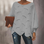 Elena – Damski Oversized Sweter Casual z Modnymi Wycięciami