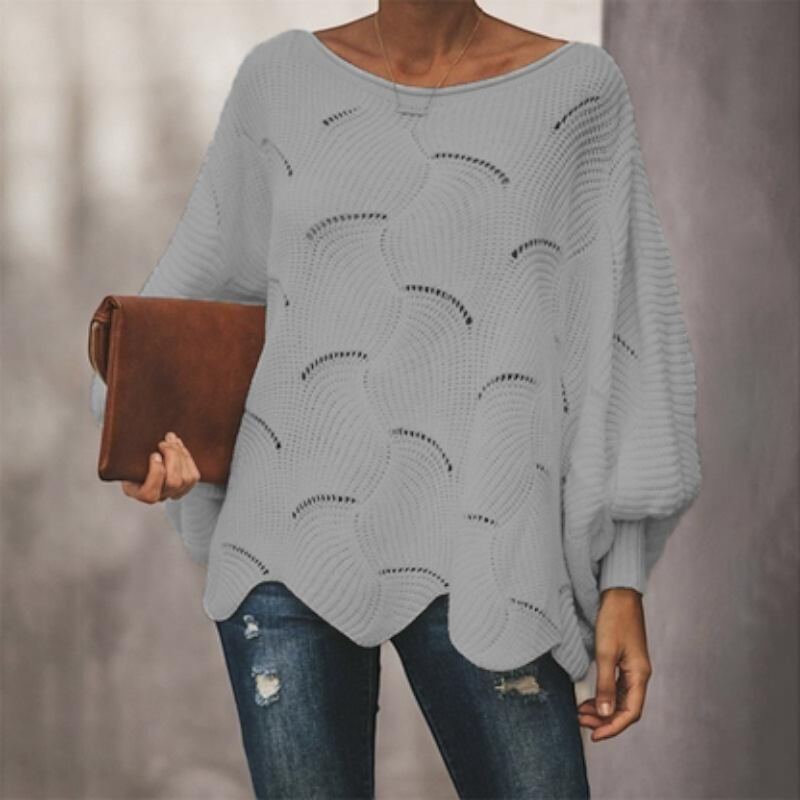 Elena – Damski Oversized Sweter Casual z Modnymi Wycięciami