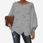 Elena – Damski Oversized Sweter Casual z Modnymi Wycięciami