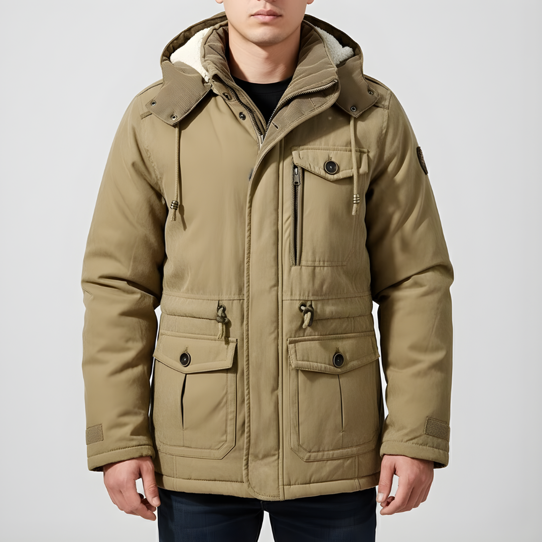 Ciepły płaszcz zimowy dla mężczyzn z futrzaną podszewką