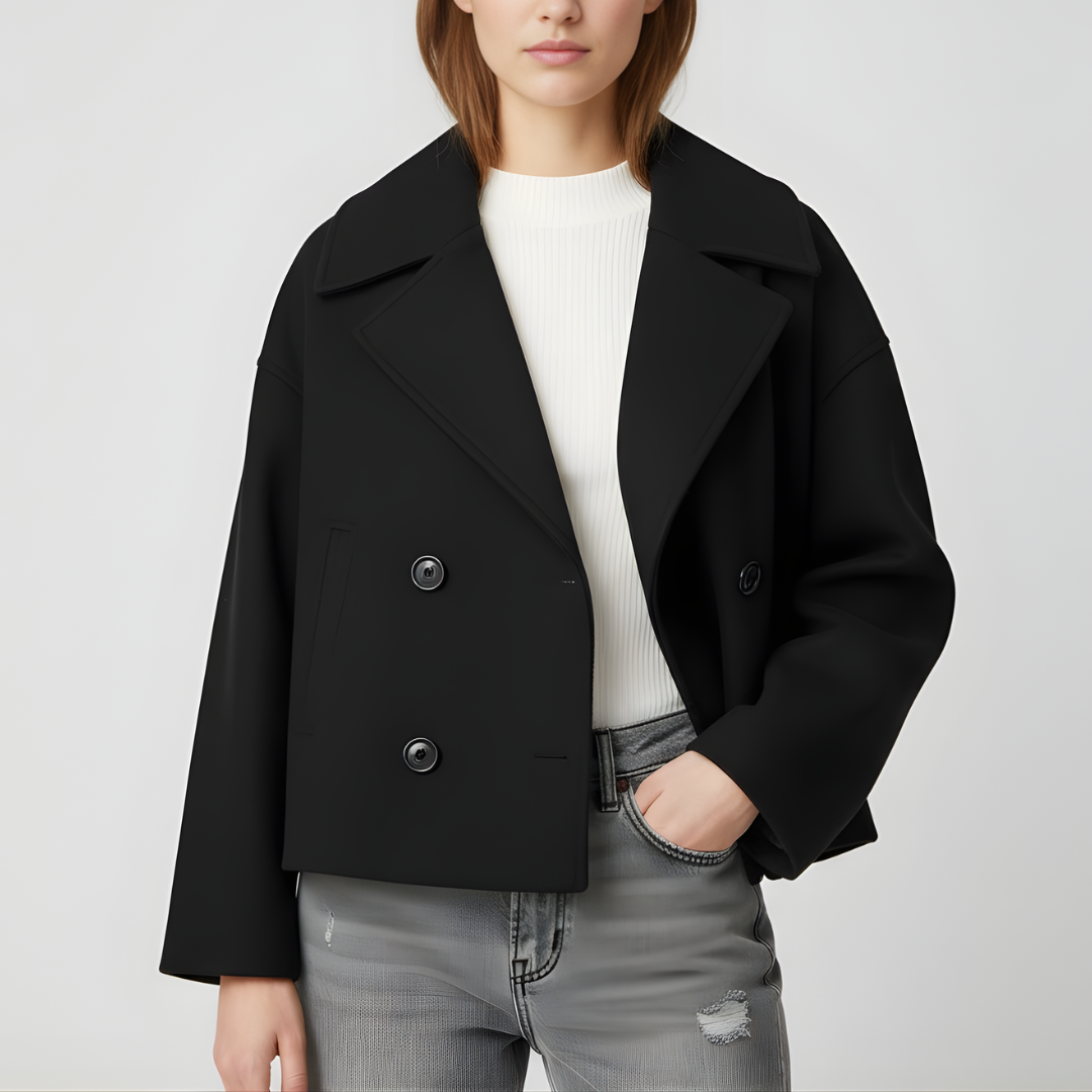 Damska Klasyczna Krótka Dwurzędowa Marynarka