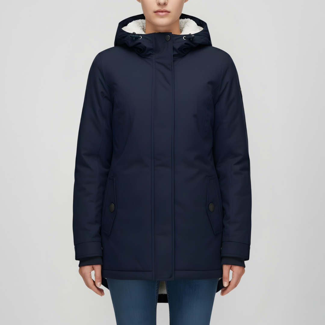 Damski płaszcz zimowy z kapturem