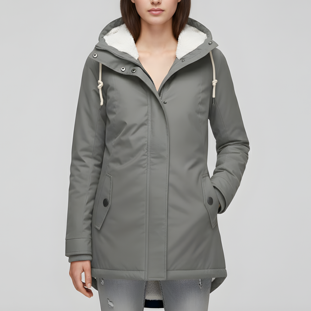 Damska Wygodna Zimowa Kurtka z Kapturem