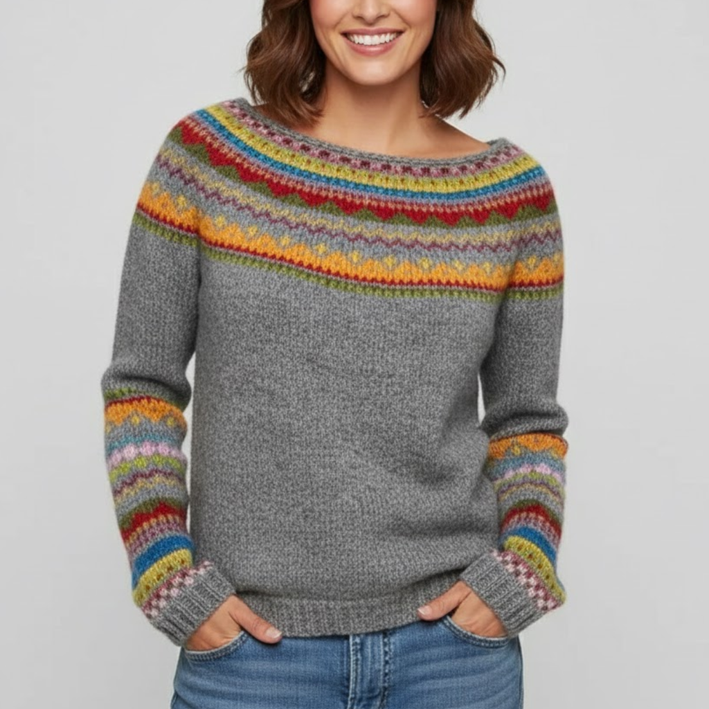 Damski Vintage Sweter Dzianinowy