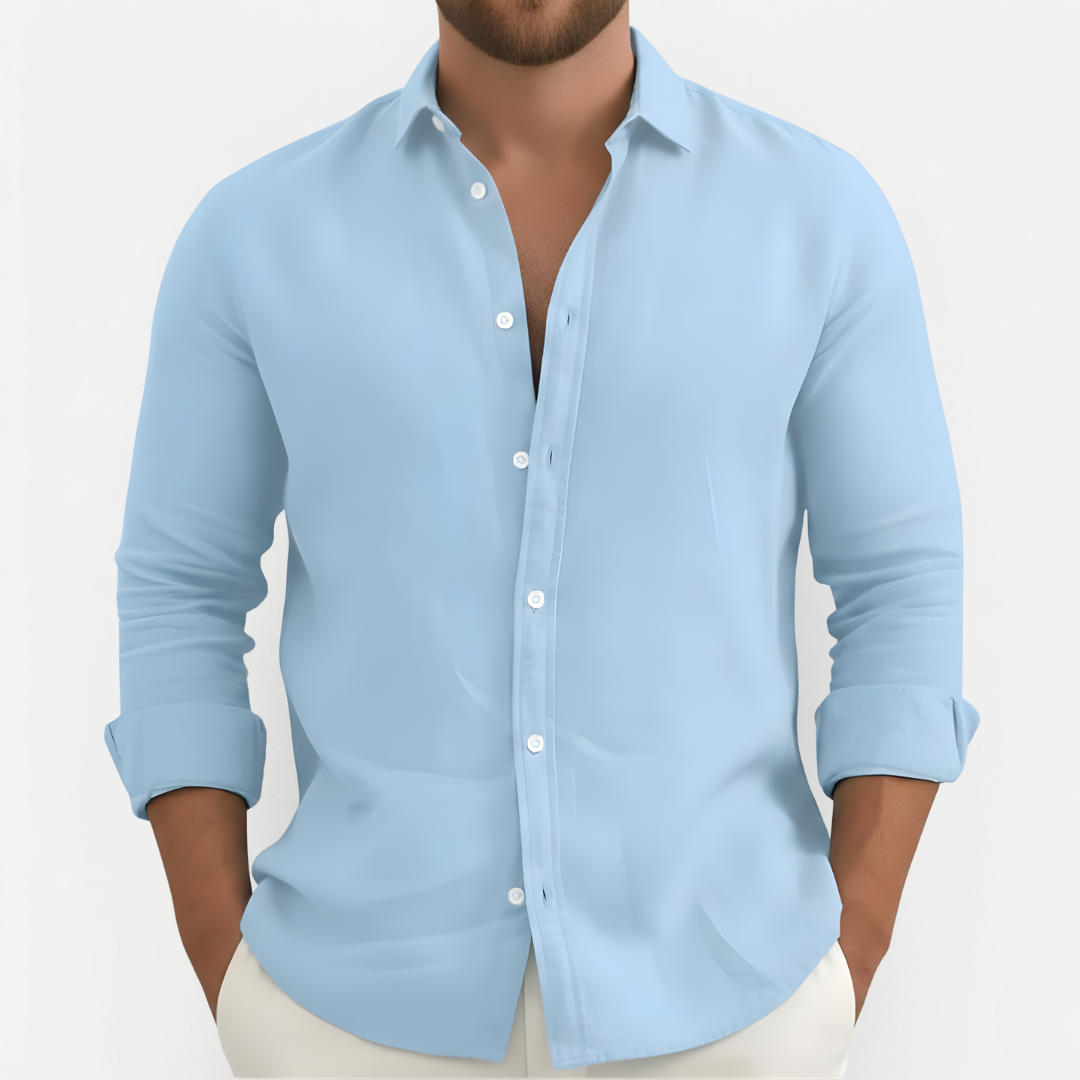 Męska stylowa koszula lniana zapinana na guziki