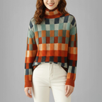 Women's Luxury Patchwork Turtleneck Sweater