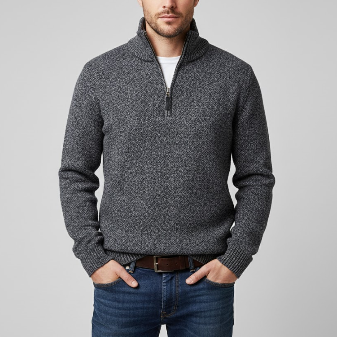 Męski Sweter Dzianinowy z Zamkiem