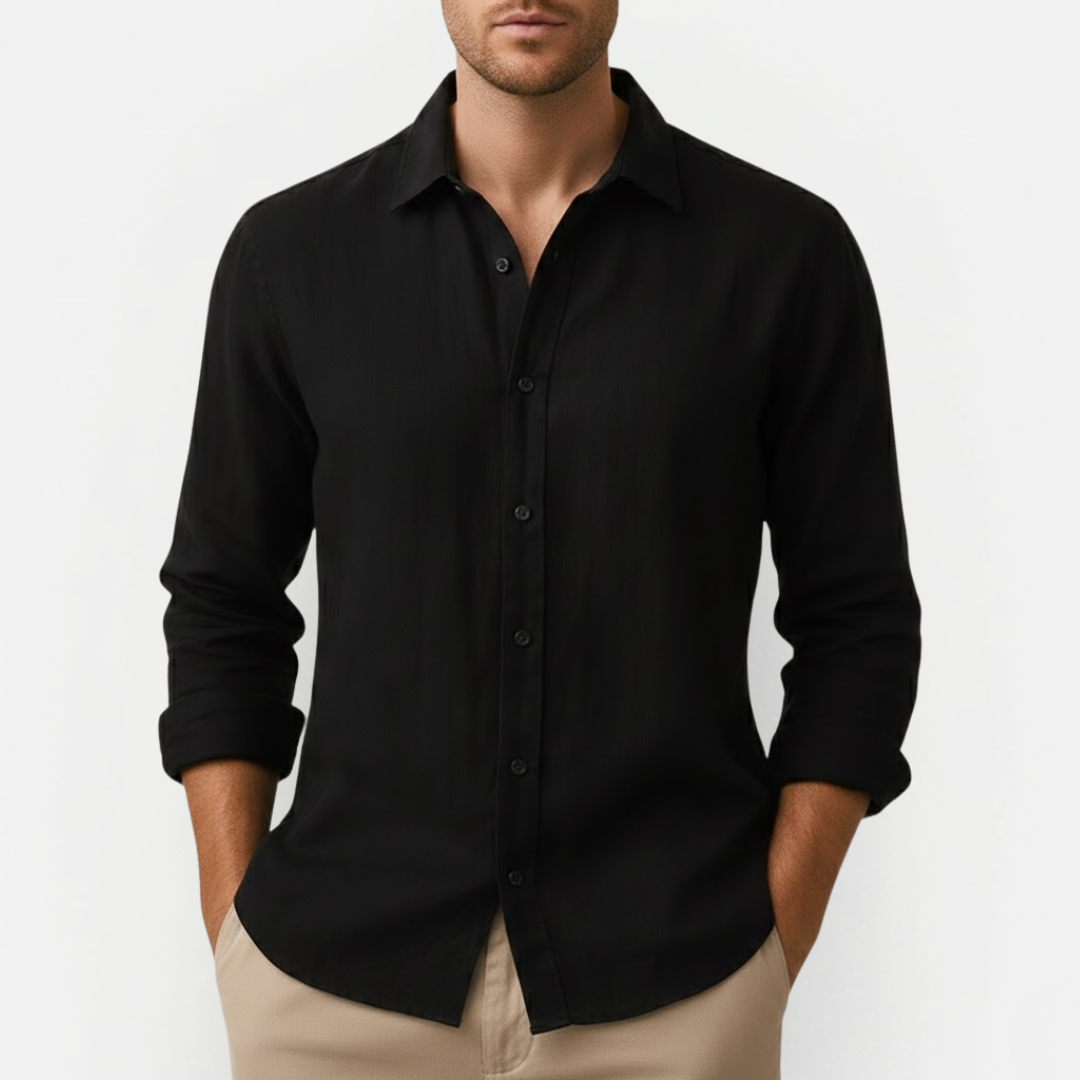 Men's Summer Linen Shirt with Classic Collar