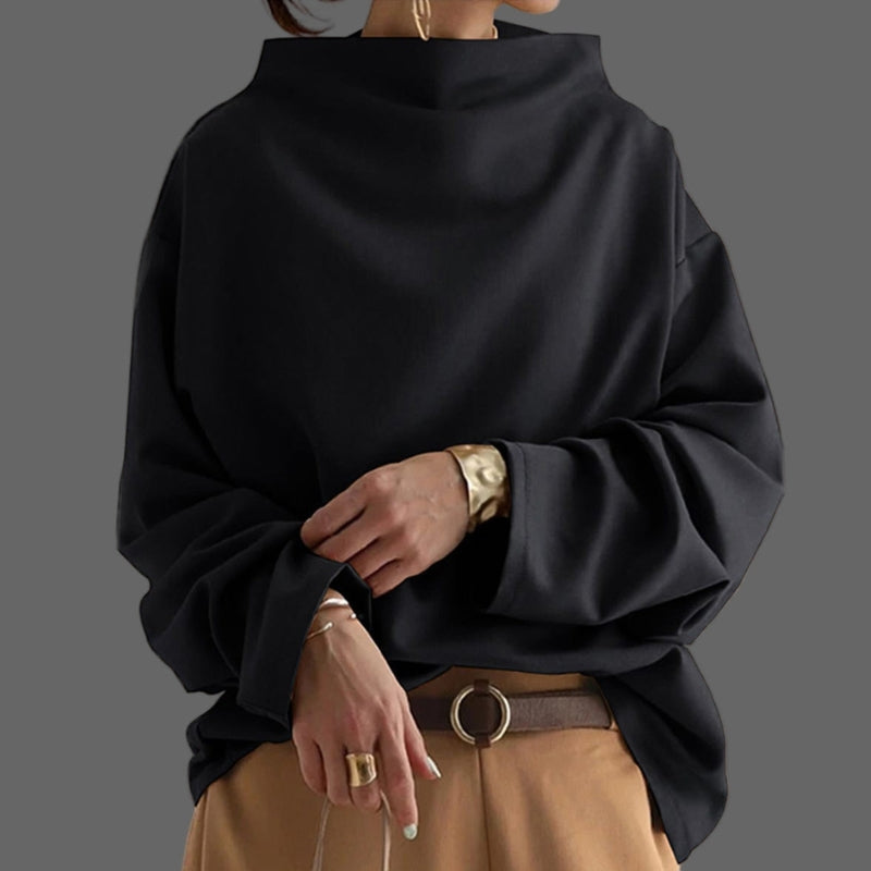 Nina – Damski Sweter Oversized Casual z Długim Rękawem i Golfem