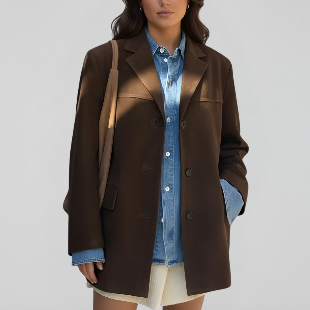 Damska Kurtka Jesienna w Stylu Zamszowym