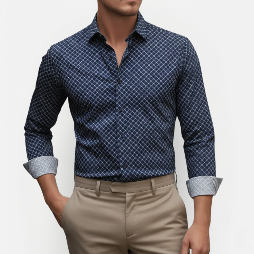 Męska elegancka koszula slim fit w kratę