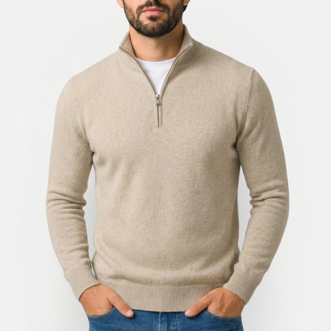 Men's Elegant Quarter-Zip Sweater