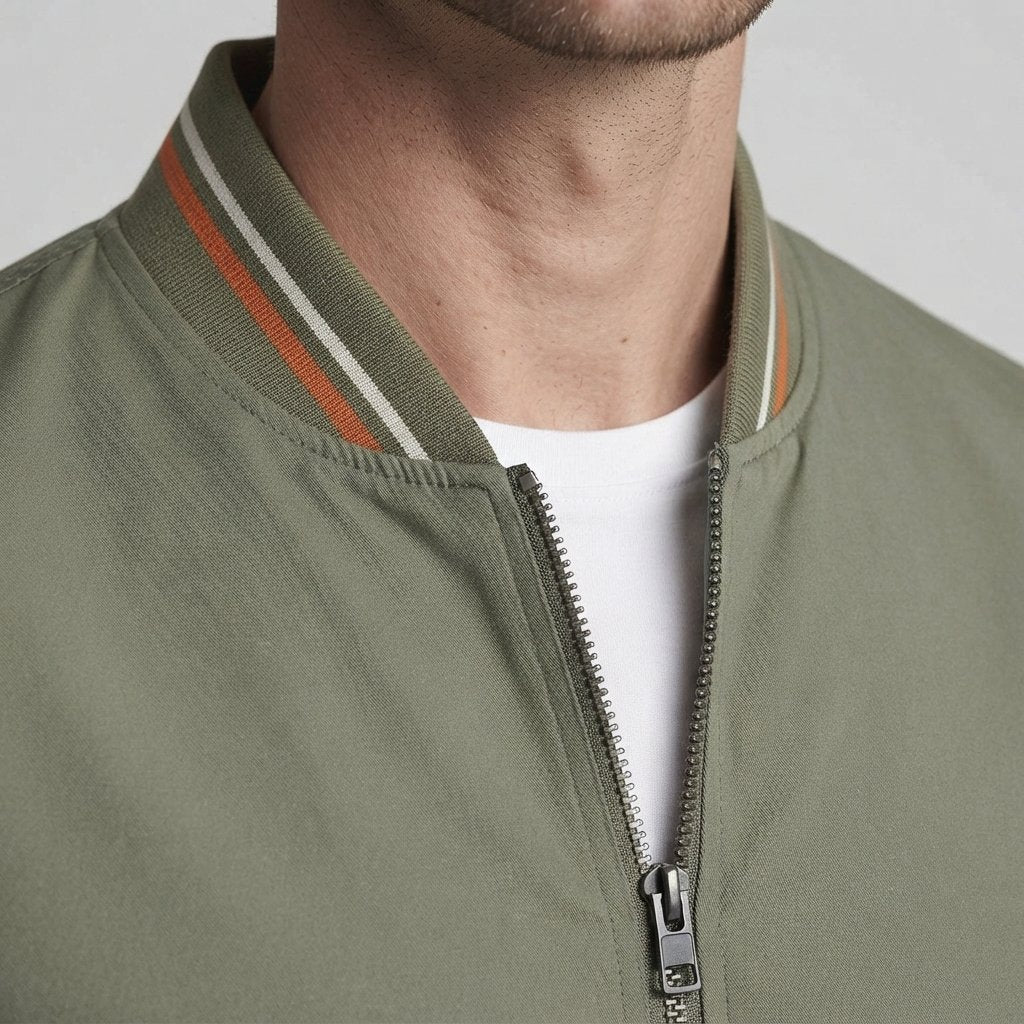 Kurtka bomber męska slim fit z prążkowanymi wykończeniami