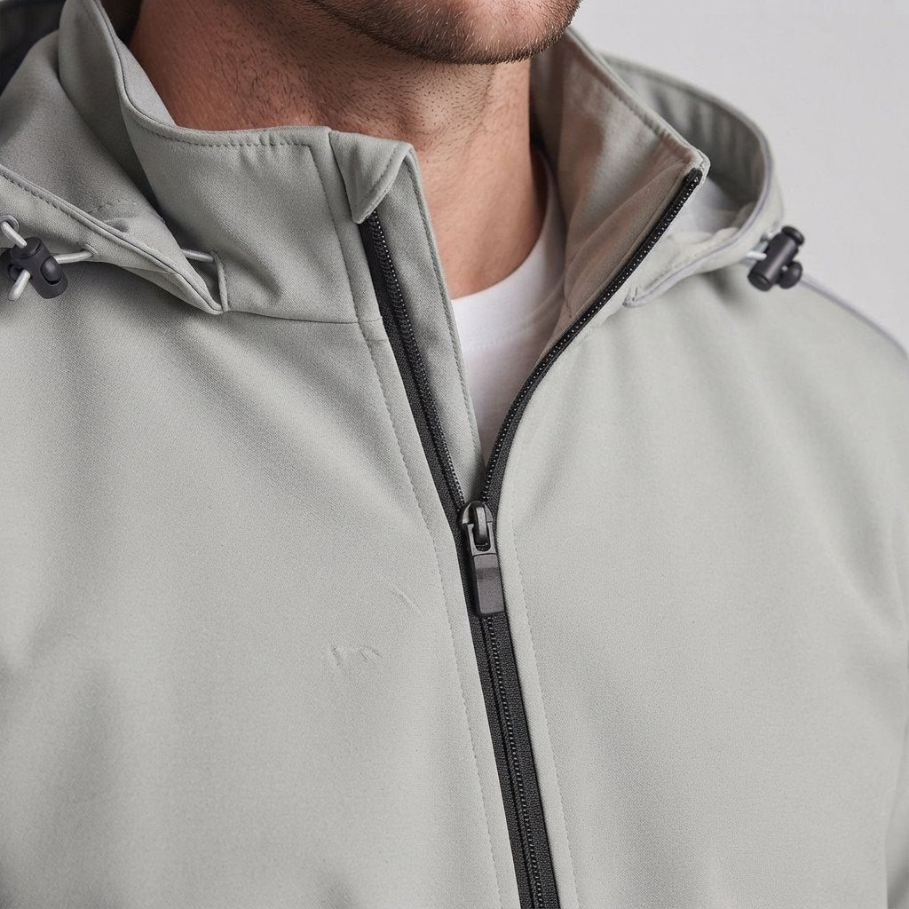 Kurtka softshell z kapturem i odblaskowymi paskami