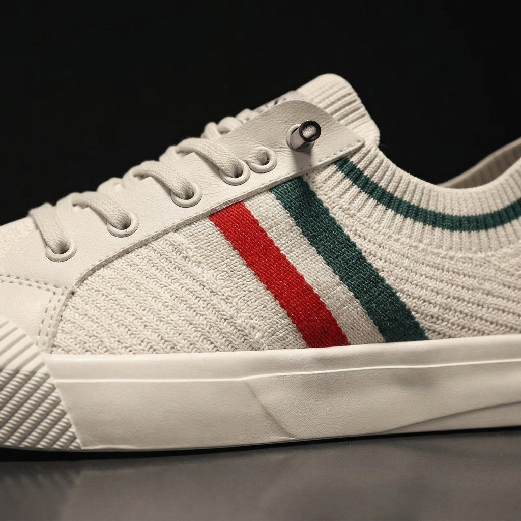 Sneakersy męskie z dzianiny, oddychające, paski