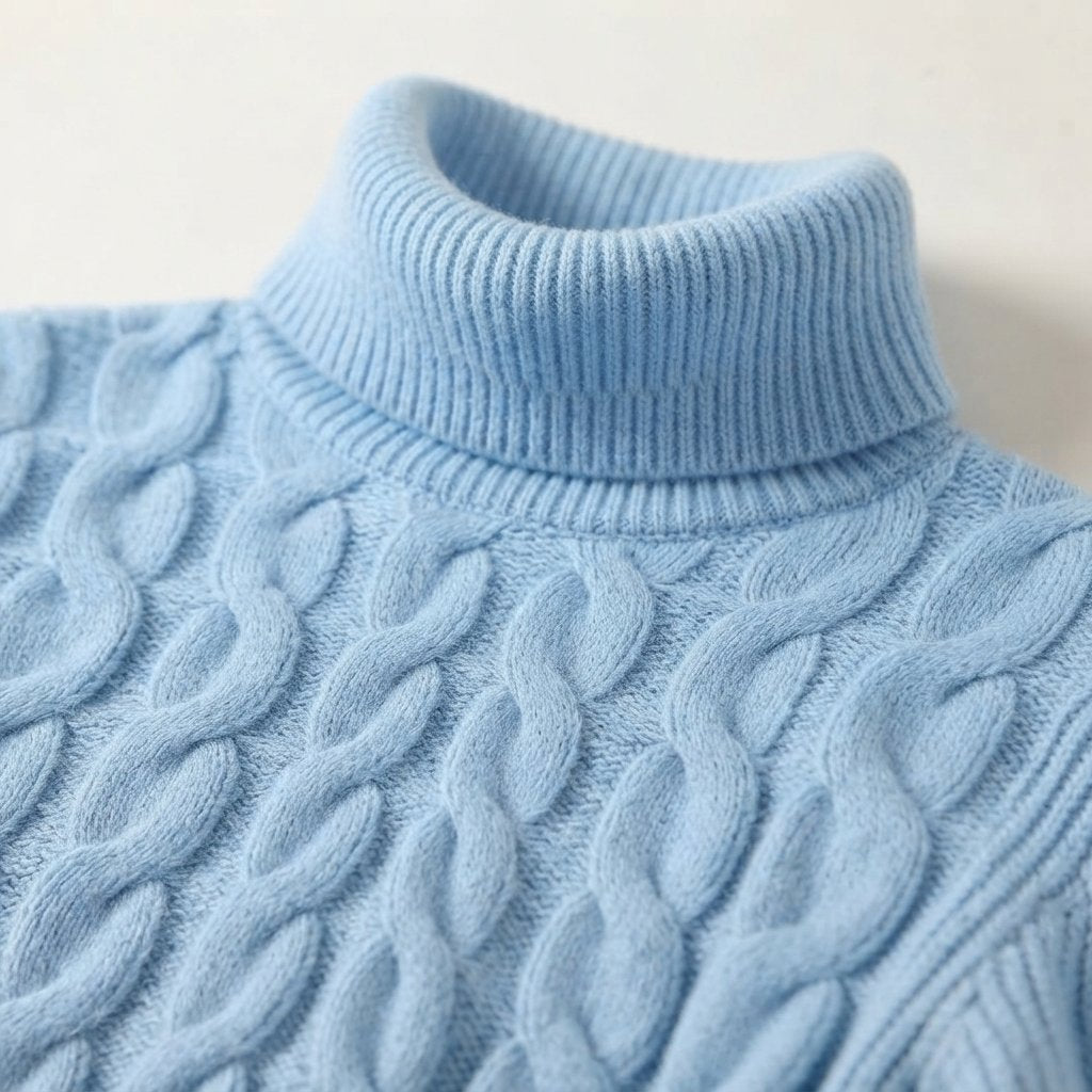 Sweter z golfem w warkoczowy wzór, długi rękaw