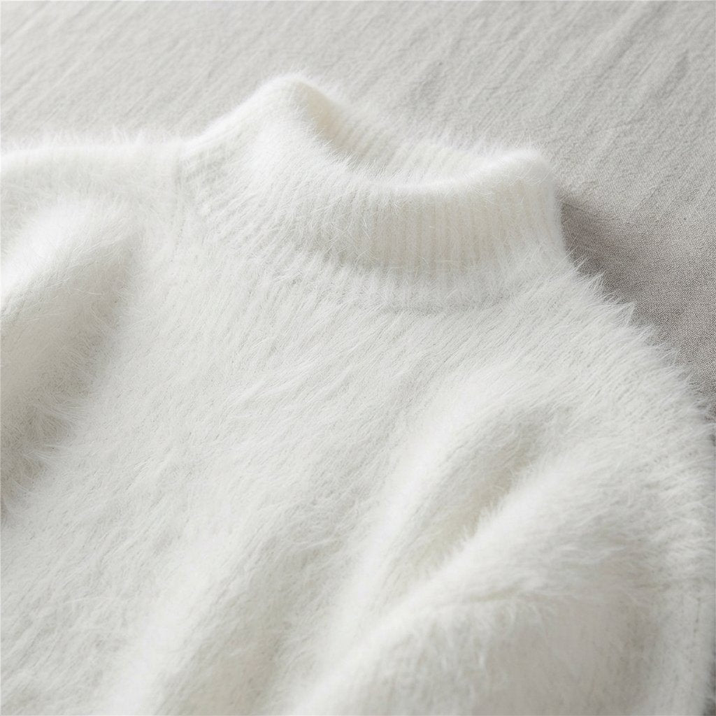 Sweter z golfem z miękkiej przędzy angorowej, luźny krój